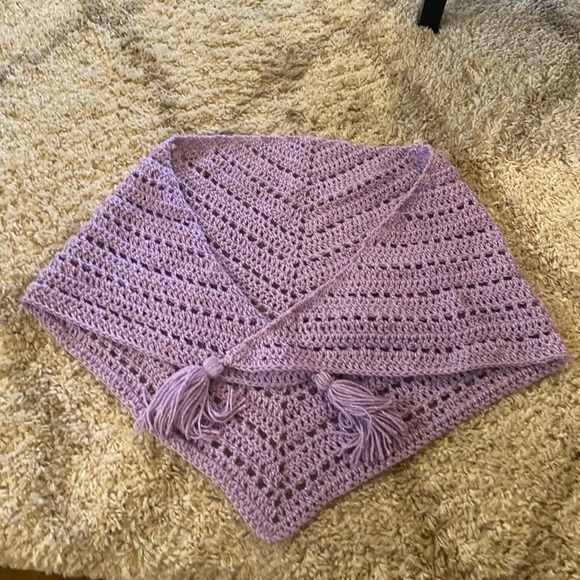 Women’s New Handmade Crochet Sparkly Purple Scarf and Shawl - Picture 4 of 6